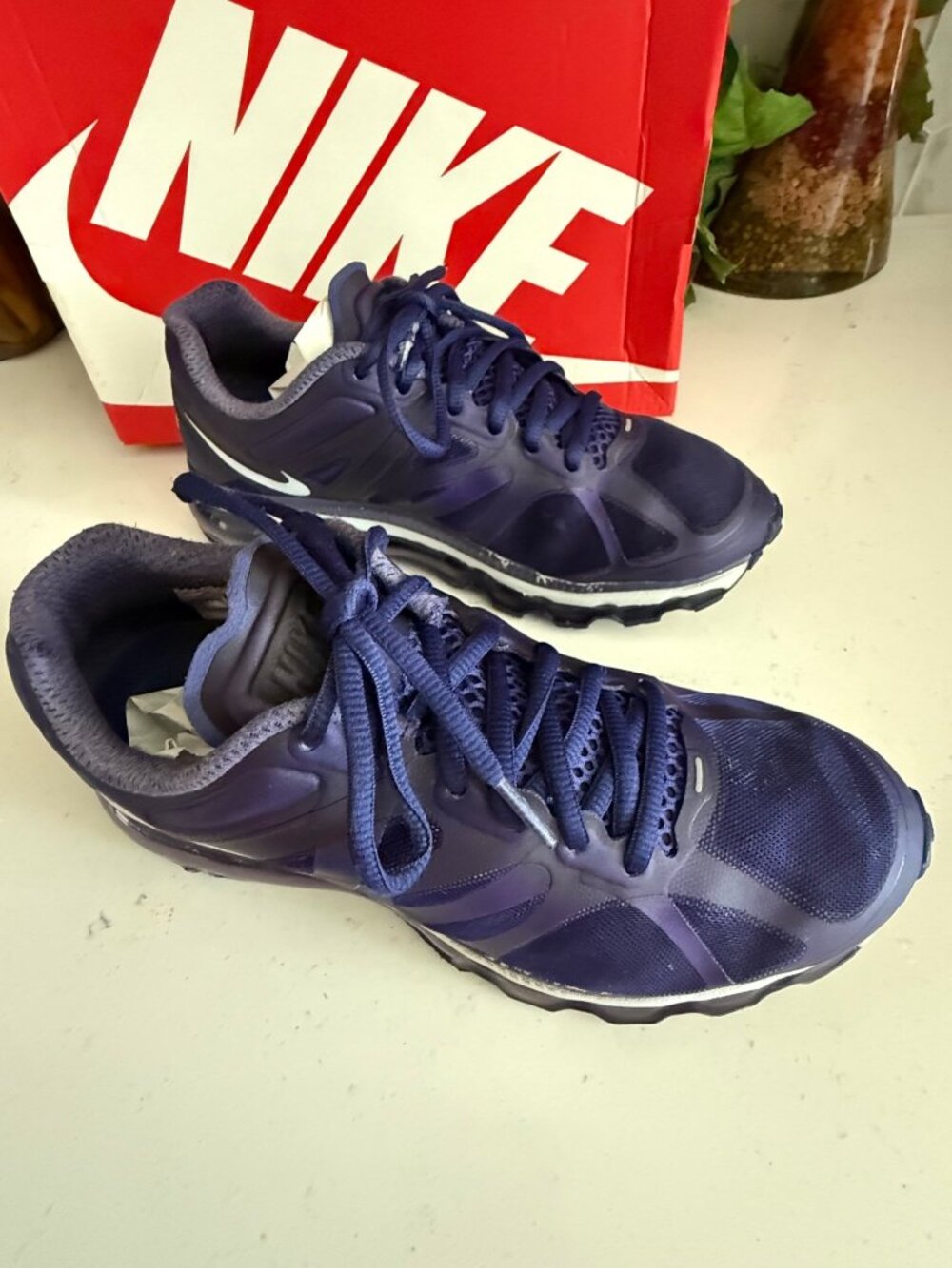 Nike Air Max 270 BG Youth Running Shoes Navy Blue Size 6Y With Original Box